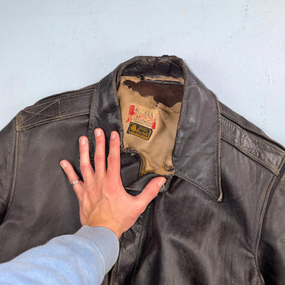 VTG 50s Sierra Sportswear Horsehide Leather Jacket Distressed Buco A2 Bomber
