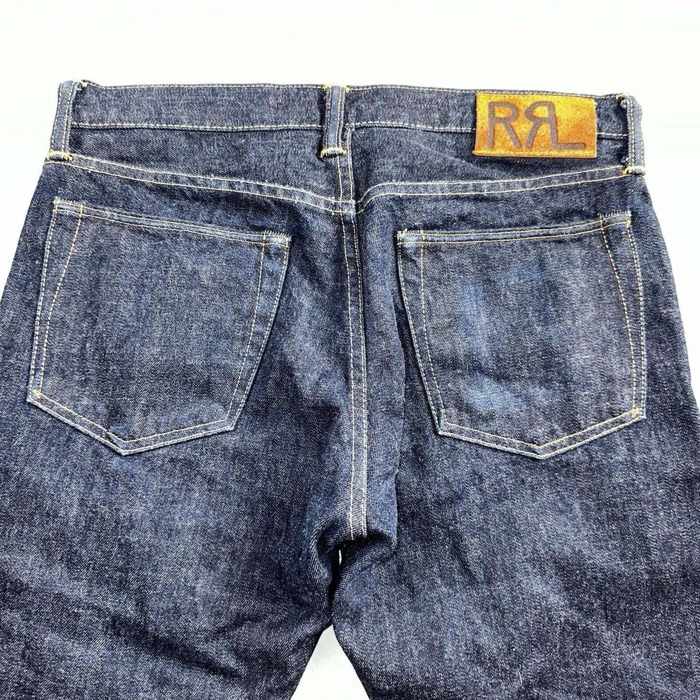 Double RL RRL Men’s Blue Denim Selvedge Jeans Slim Redline USA 31x32 Dark!