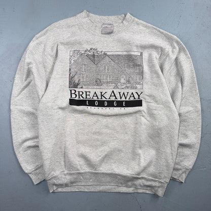 VTG Oneita Sweatshirt Mens XL Gray Travel USA Breakway Lodge Gearhart Oregon