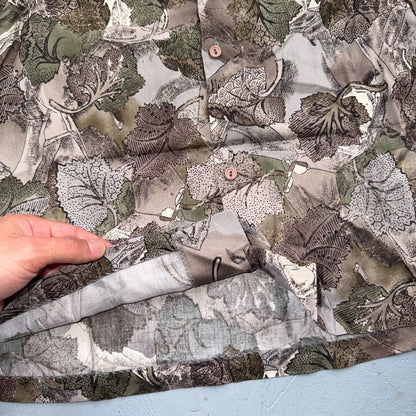 VTG 90s Towncraft Leaf Print Camp Shirt Brown Green Abstract Men's M Button Up