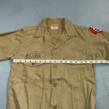 50s 60s Penneys Big Mac Work Shirt Mens VTG Patches Loop Collar Royal Rangers