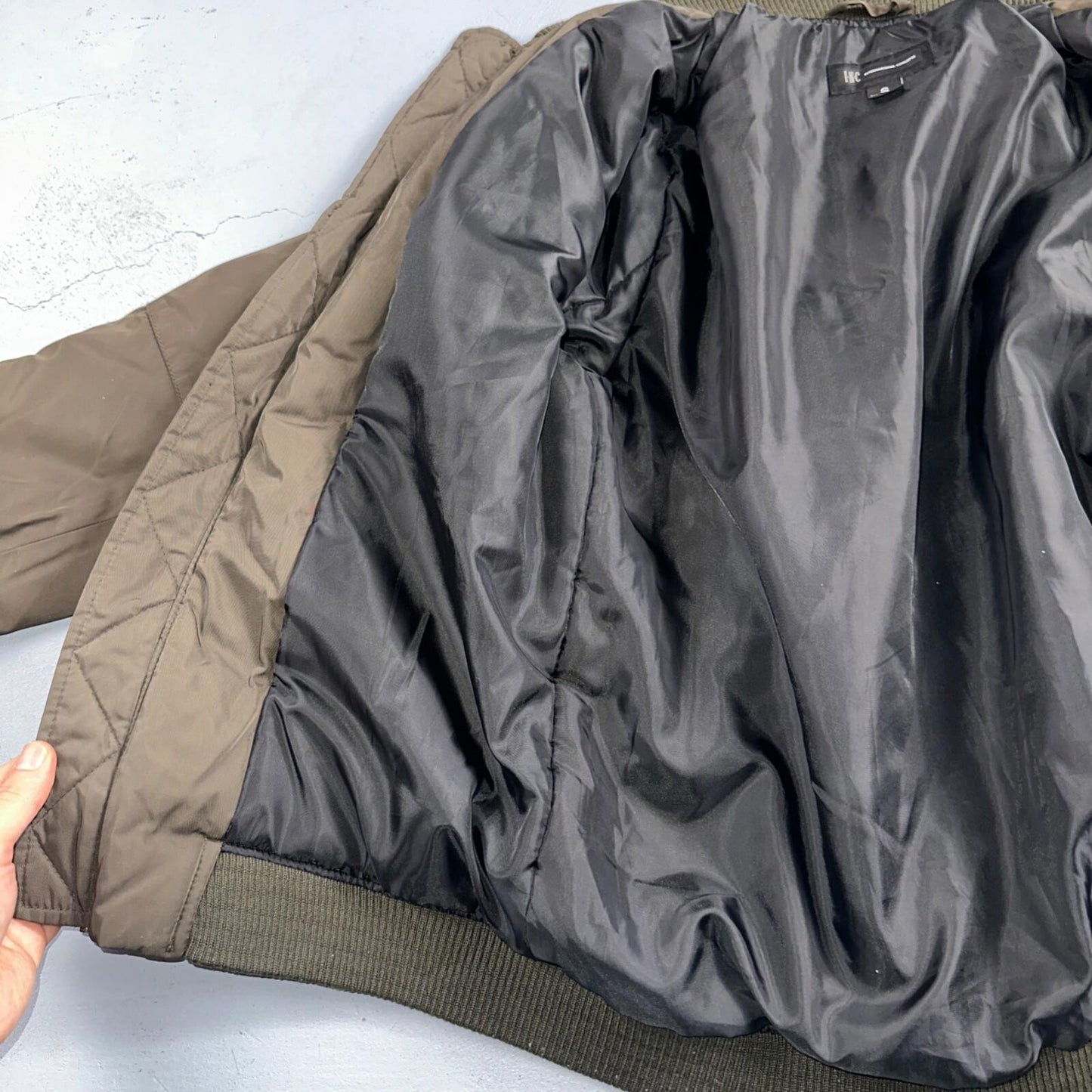 INC International Concepts Brown Bomber Jacket Mens S Full Zip Metallic