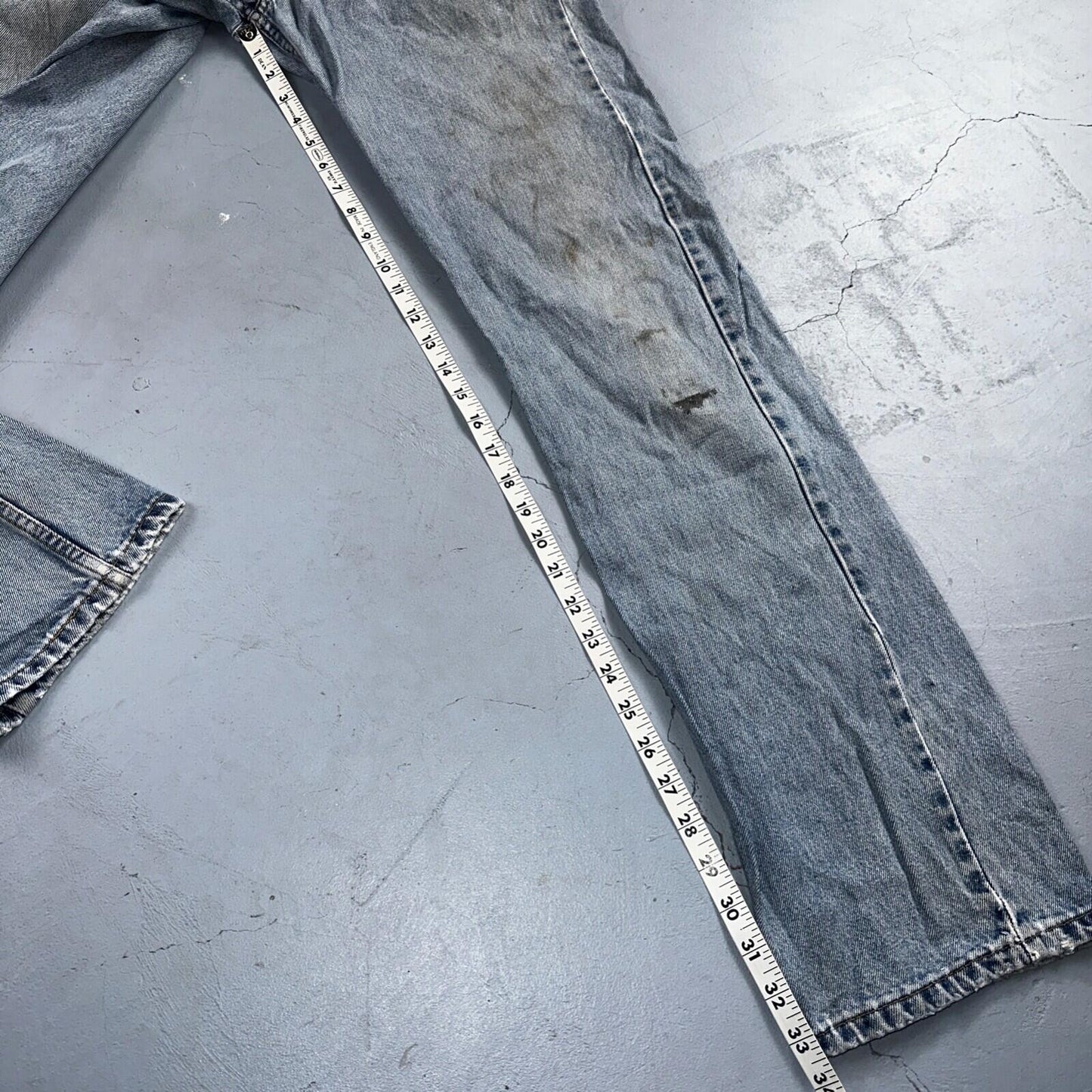Levis 505 Vintage 90s Columbia Straight Leg Jeans Blue Light Wash 30x34 Ac 28x33