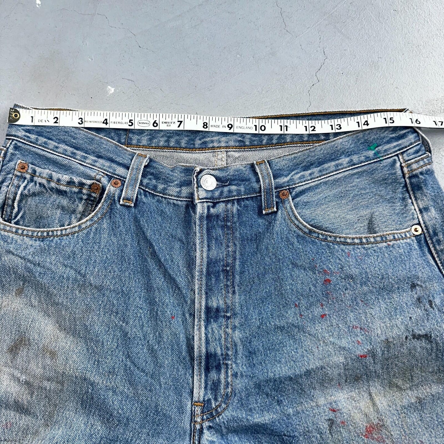 Levis 501 Vintage 90s Poland Straight Leg Jeans Blue Med Wash 34x34 Act 32x33