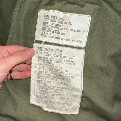 Vintage US Army Military OG 107 M-1951 Field Coat Jacket Mens Size M M65 1957