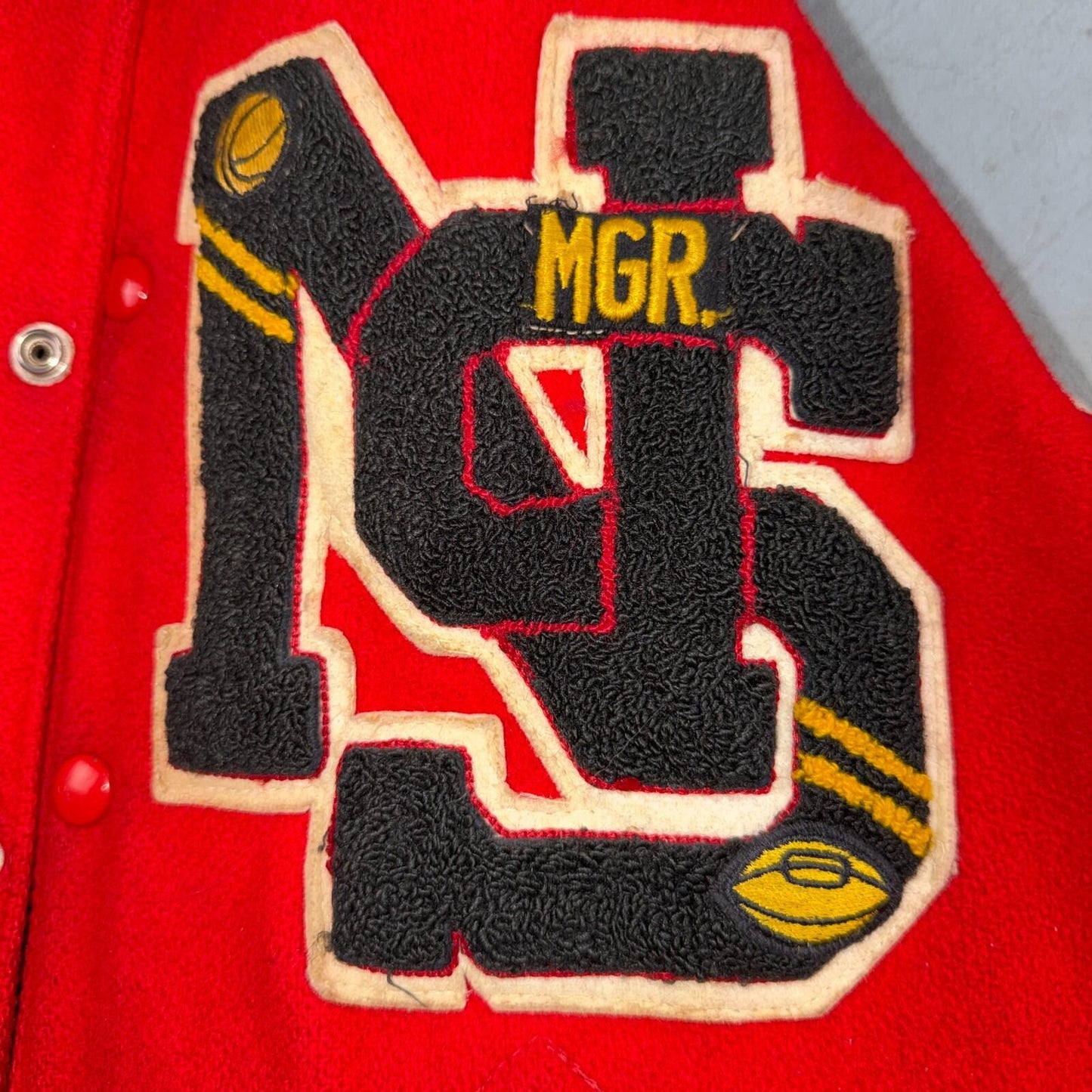 VTG 70s Nelson Varsity Jacket Letterman USA Made Leather Collegiate 44 Red Phil