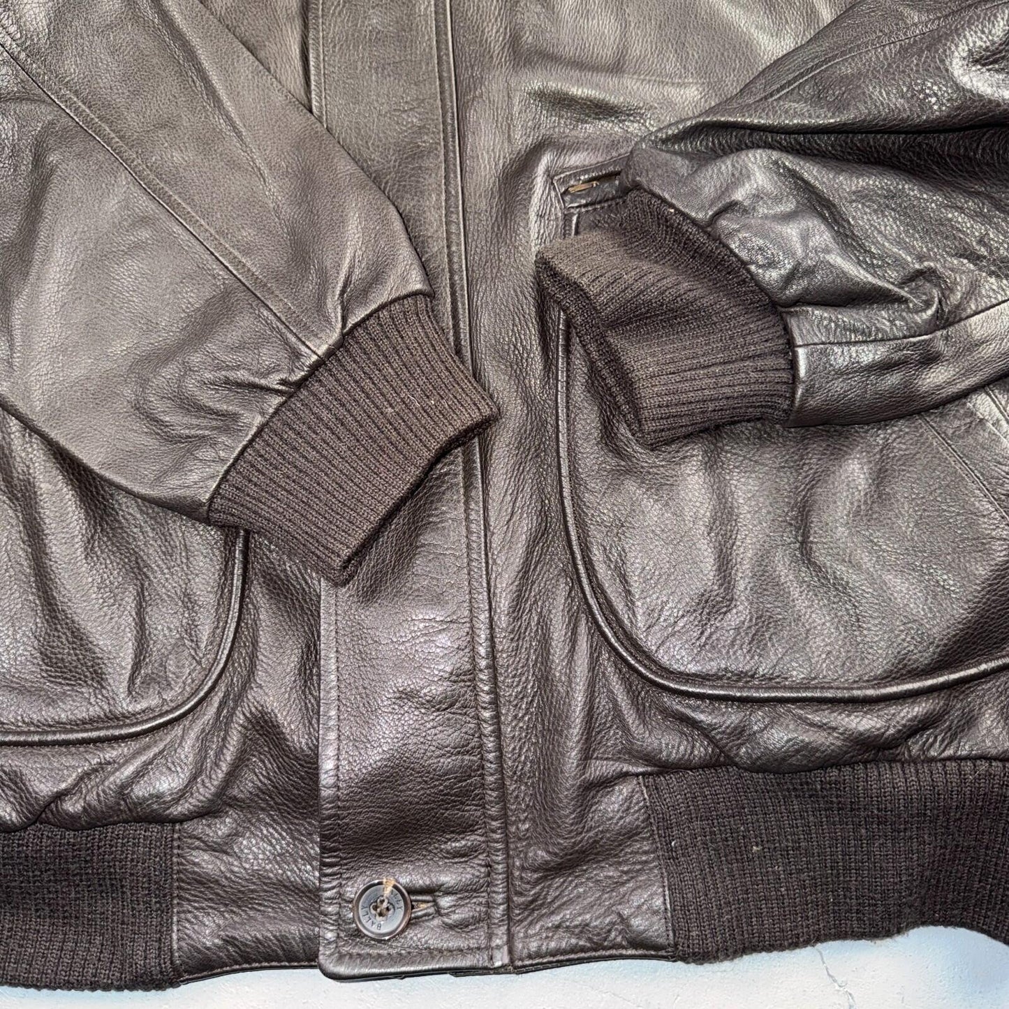 Bally Brown Leather Jacket Mens Size 44 Bomber Coat Made in Italy Soft Wool