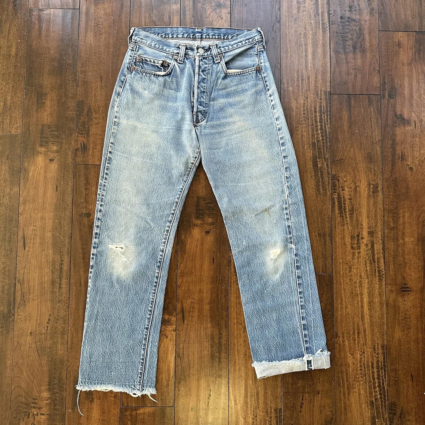 Levis Vintage 80s Redline Selvedge USA 501 Light Wash Jeans 70s 30x32 Act 28x29