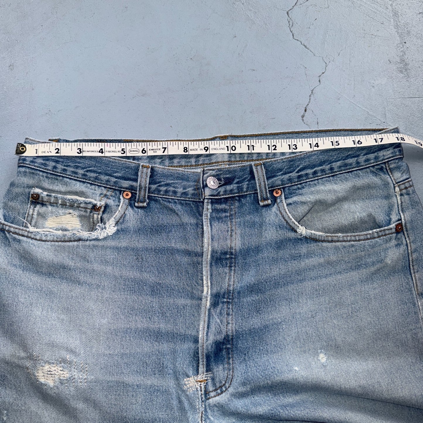 Levis 501 Vintage 80s USA XX Straight Leg Jeans Blue Light Wash 38x36 Act 36x32