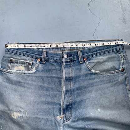Levis 501 Vintage 80s USA XX Straight Leg Jeans Blue Light Wash 38x36 Act 36x32