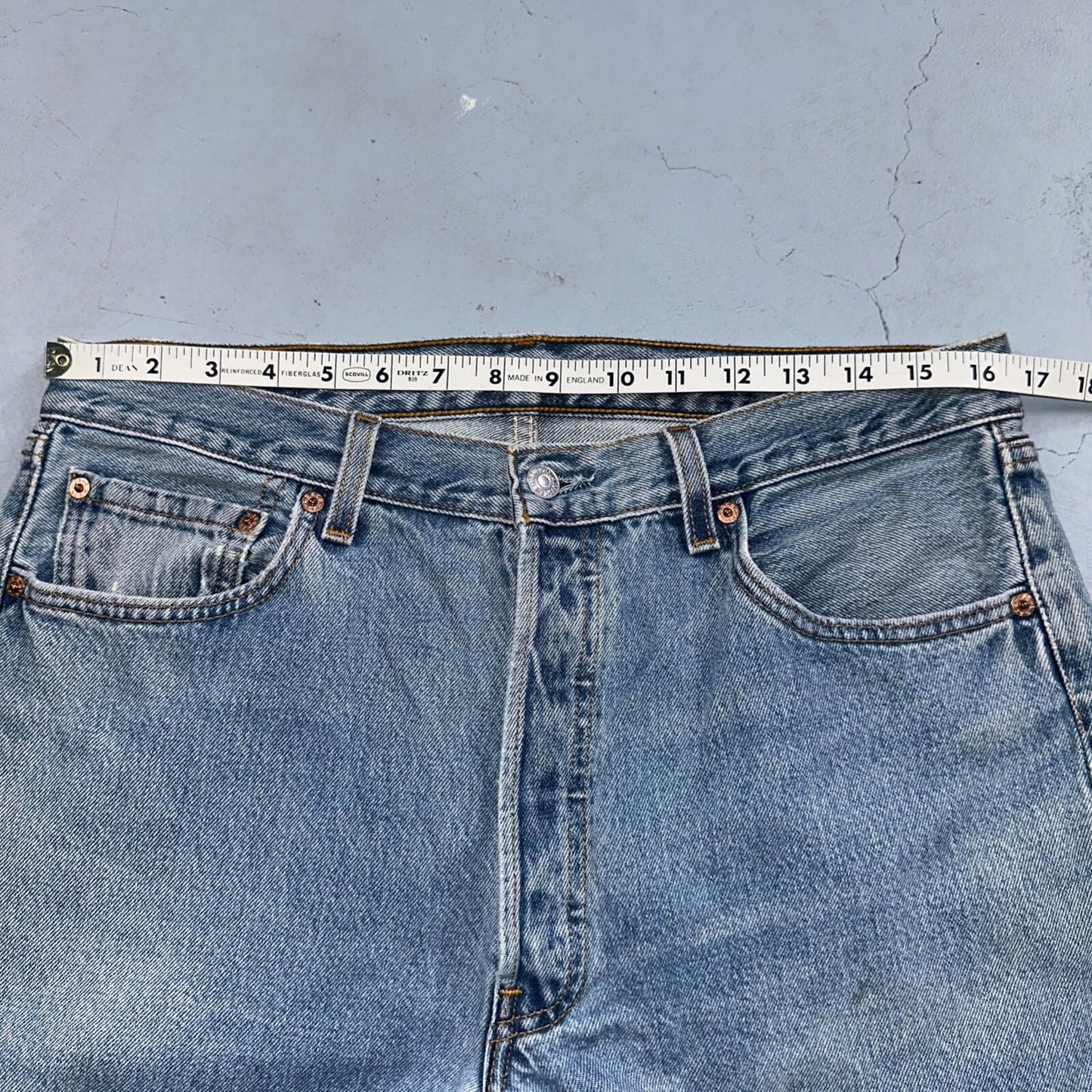 Levis 501 Vintage 90s USA XX Straight Leg Jeans Blue Light Wash 34x30 Act 31x29