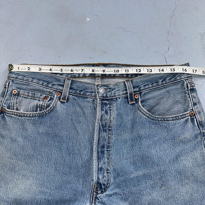 Levis 501 Vintage 90s USA XX Straight Leg Jeans Blue Light Wash 34x30 Act 31x29