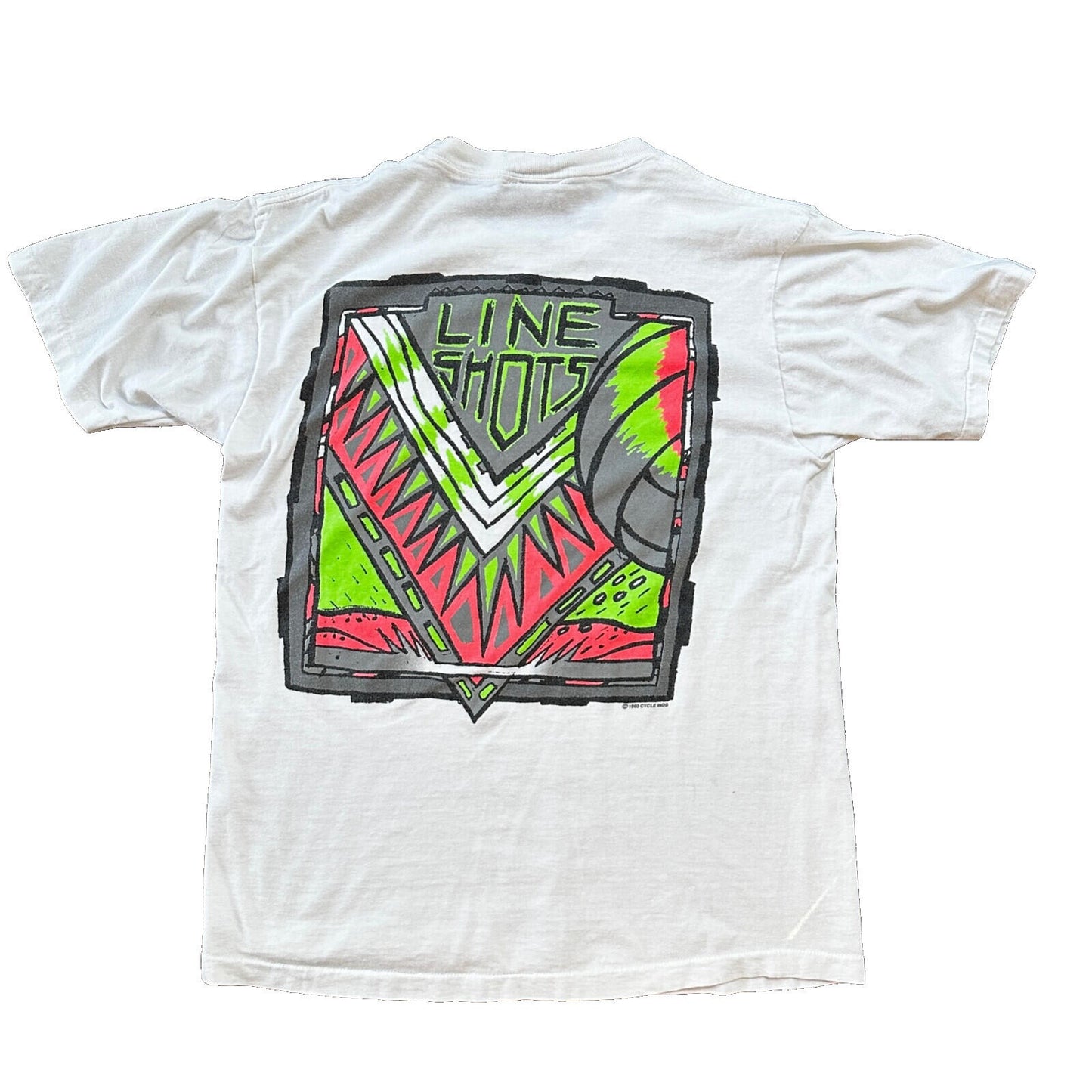 Line Shots Vintage T Shirt Volleyball Surf L 1990 90s White Single Stitch Cool