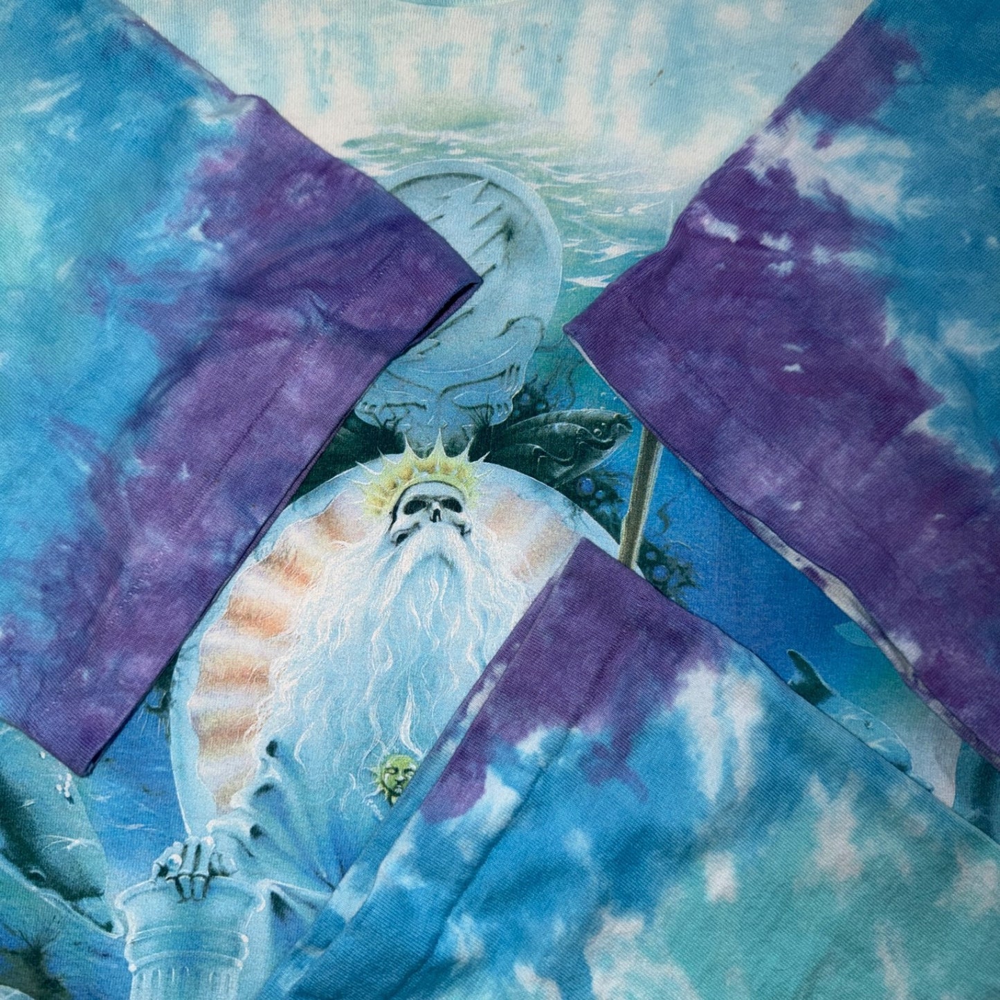 Grateful Dead VTG 1995 Liquid Blue 90s Tour Poseidon Tie Dye T Shirt XL Dolphins
