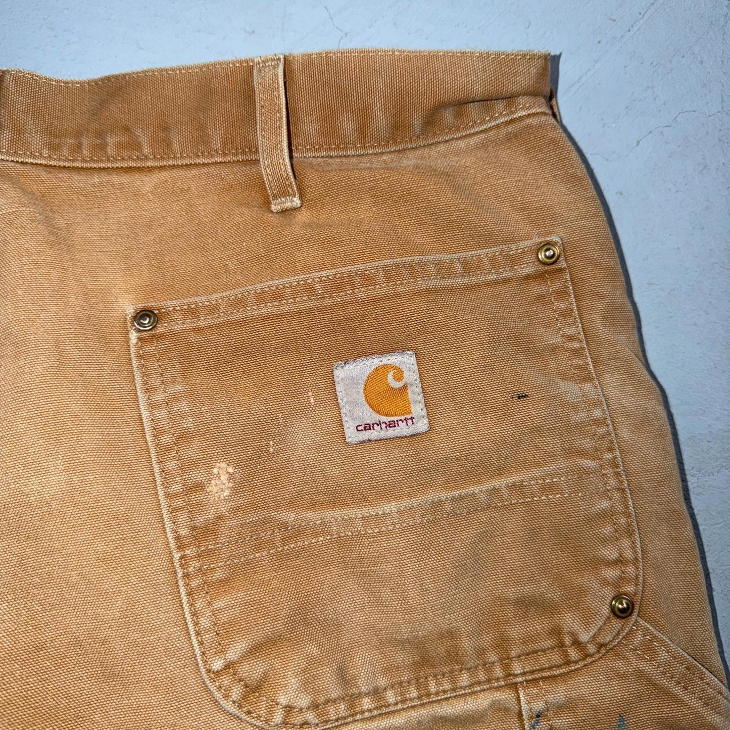 Carhartt VTG Double Knee Carpenter Pants B01 USA BRN Brown 38x30 Thrashed