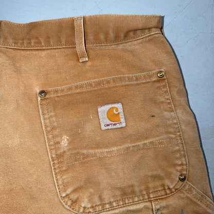 Carhartt VTG Double Knee Carpenter Pants B01 USA BRN Brown 38x30 Thrashed
