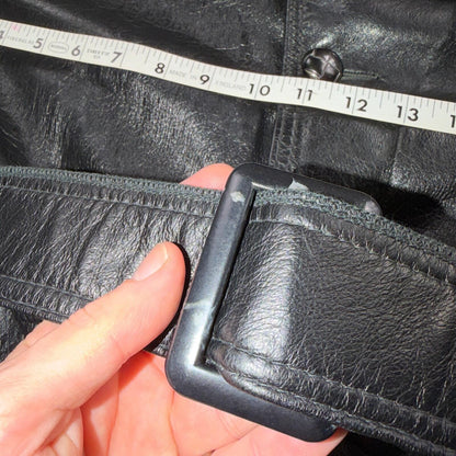 VTG Mens Long Length Vintage Leather Military Duster UNLined Rockabilly 60s Belt