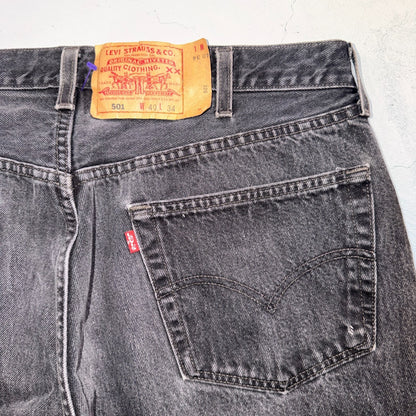 Levis 501 Vintage 90s USA XX Straight Leg Jeans Black Light Wash 40x34 Act 37x33