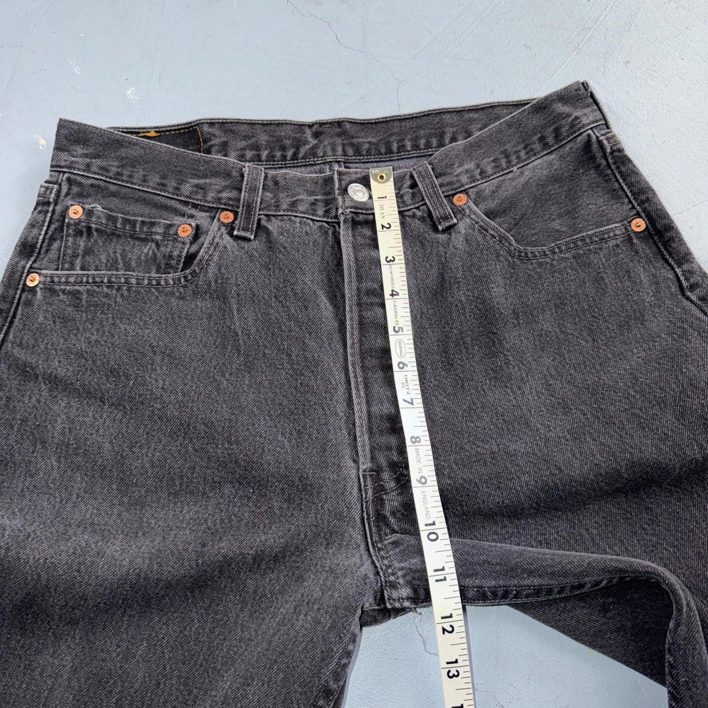 Levis 501 Vintage 90s USA XX Straight Leg Jeans Black Med Wash 34x34 Act 31x33
