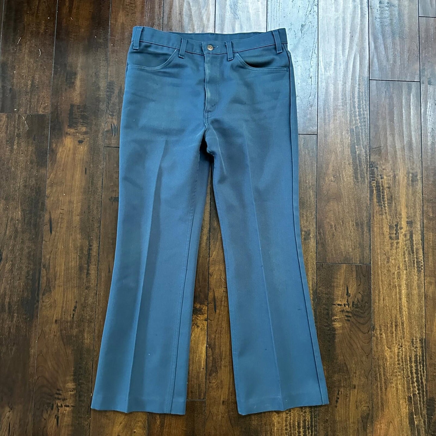VTG Levis 517 Lot 2 Blue + Brown Polyester Pants Black Gold Tab 34x30 Act 32x28
