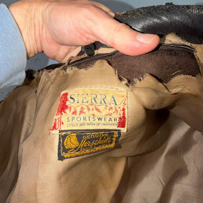 VTG 50s Sierra Sportswear Horsehide Leather Jacket Distressed Buco A2 Bomber