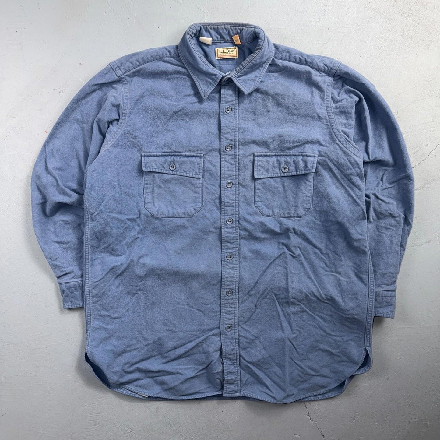 LL Bean VTG Mens XL Chamois Cloth Blue Shirt Soft Cozy Flannel Cotton 90s