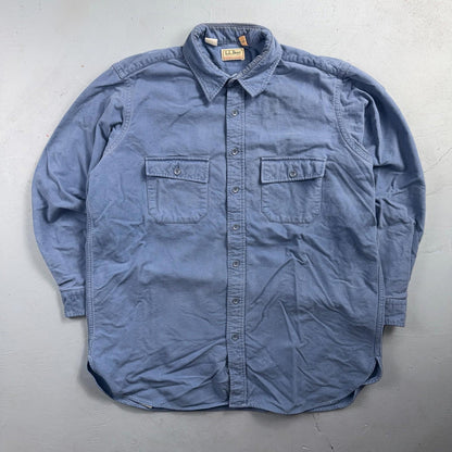 LL Bean VTG Mens XL Chamois Cloth Blue Shirt Soft Cozy Flannel Cotton 90s