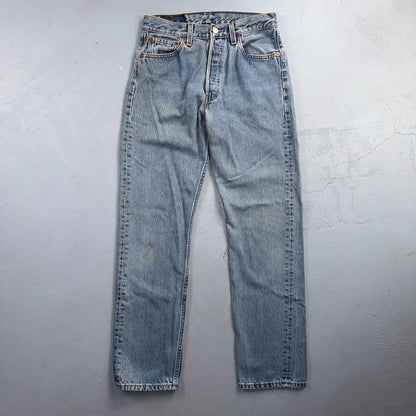 Levis 501 Vintage 90s USA XX Straight Leg Jeans Blue Light Wash 29x30 Act 27x29