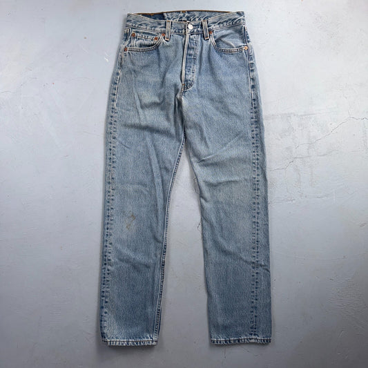 Levis 501 Vintage 90s USA XX Straight Leg Jeans Blue Light Wash 29x30 Act 27x29