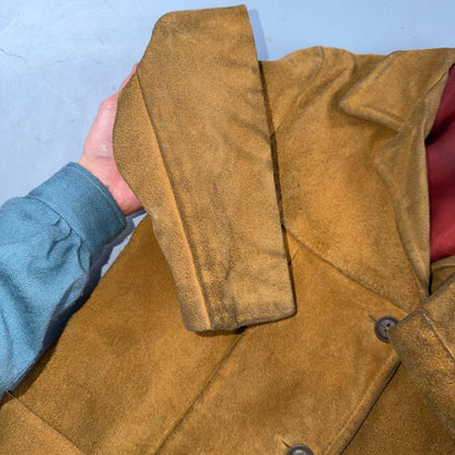 1940s 1950s VTG Brown Suede Jacket Leather Distressed Rockabilly Ricky Chore