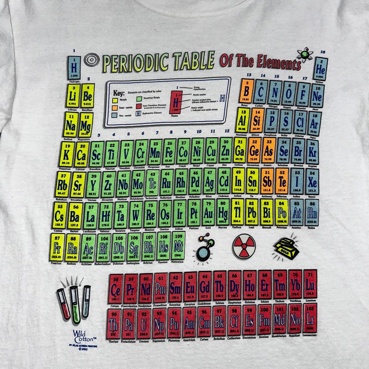 Periodic Table Wild Cotton Y2K VTG T Shirt Science Nerdy Prep Humor Joke School