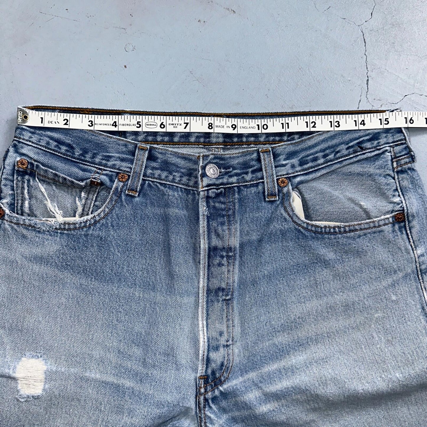Levis 501 Vintage 90s XX Straight Leg Mexico Jeans 34x36 Light Wash Act 31x33