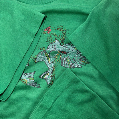 Roosters Cock Fighting VTG T Shirt 1970s 70s Graphic Chickens Rare Unique Boxin