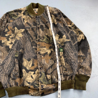 Vintage 80s Mossy Oak Camo Cotton Snap Bomber Jacket Size M USA Rare