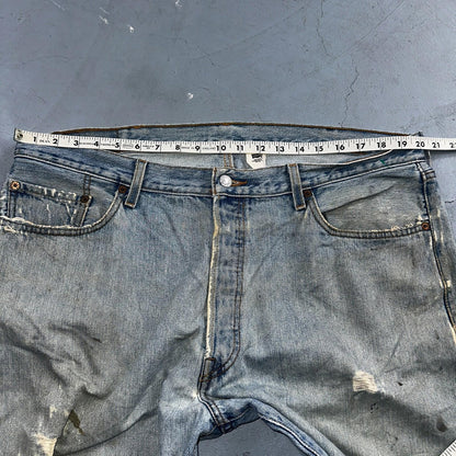 Levis 501 Vintage 90s Mexico Straight Leg Jeans Blue Light Wash 40x30 Act 40x28