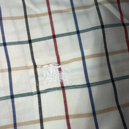 Burberrys London White Check Button Down Shirt 100% Cotton Men's L VTG Designer