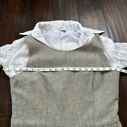 VTG USA Rockabilly Womens Dress Skirt 60s 50s Wedding Wool Floral Alice Lace
