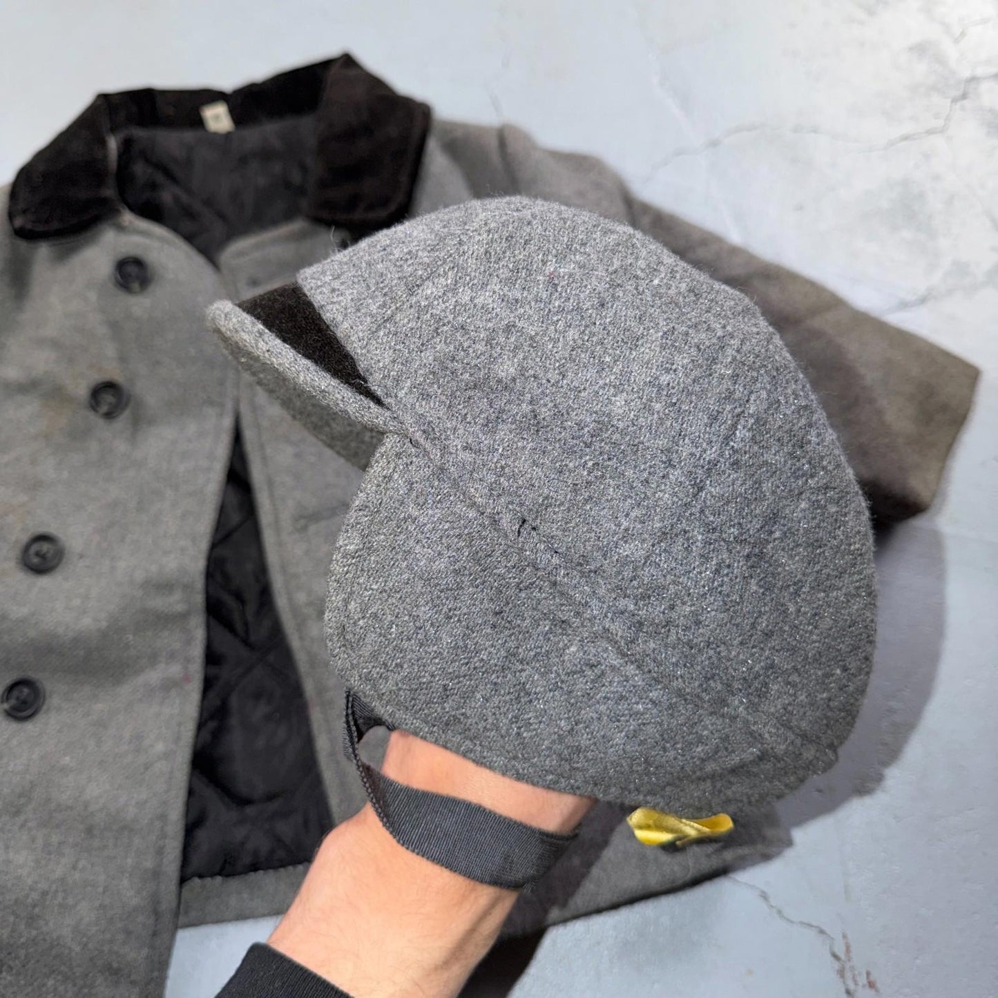 Union Made 1960s Double Breasted Coat Jacket Black Wool 2T Size 2 Toddler Hat