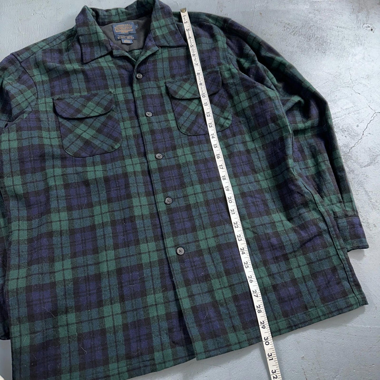 Pendleton Original Board Shirt Mens L Plaid Loop Collar 100% Wool Long Sleeve