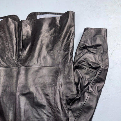 BGSD Mens Black Leather 2 Button Front Collared Jacket Size XL S Lambskin