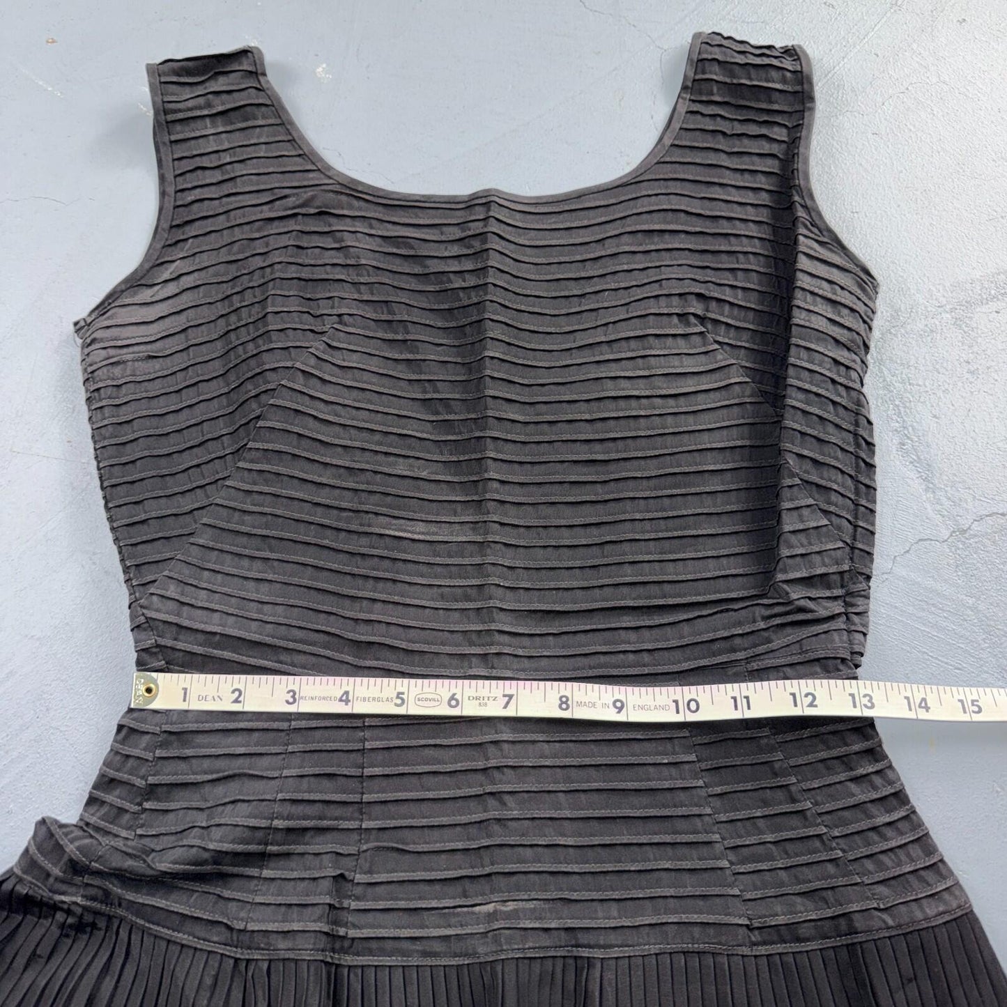 1950s Koret of California Midi Dress Womens Flare Textured Rockabilly Black
