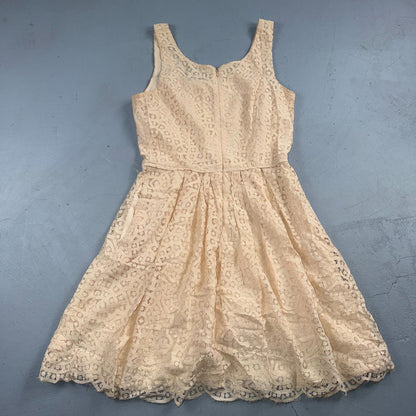 J Crew Lace Ivory Swirling Lace Pleated Sleeveless Dress Women's Size 4 Spring
