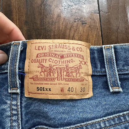 Vintage Y2K 90s Levis 501 XX Button Fly Light Wash 40x30 Jeans Act 36x26