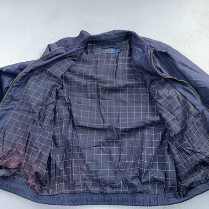 Polo Ralph Lauren Harrington Jacket Men M Solid Blue Striped Lined Y2K
