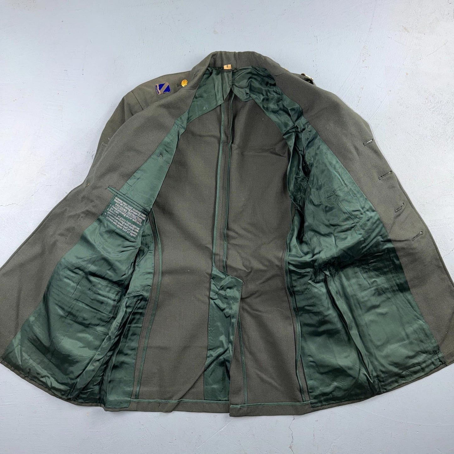 US Army Korean War Officer Suit 1950s Armored Hell Wheels Patch 37R VTG Jacket