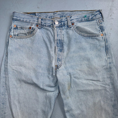 Levis 501 Vintage Y2K 90s XX Straight Leg Jeans Blue Light Wash 34x36 Act 32x29
