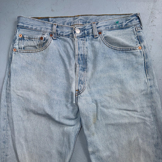 Levis 501 Vintage Y2K 90s XX Straight Leg Jeans Blue Light Wash 34x36 Act 32x29