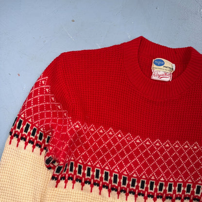 VTG 1950s Pilgrim Sportswear Wool Sweater Small Sears USA Ugly Christmas Novelty