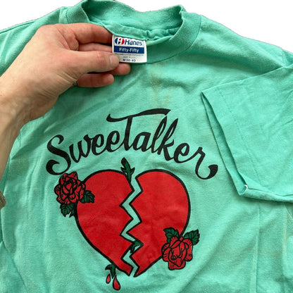 Sweet Talker Heartbreak Vintage T Shirt 80s Green Single Stitch Love Roses Cool