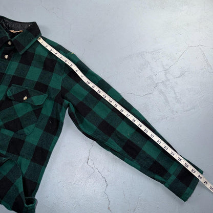 VTG Cabelas Shirt Mens M Buffalo Plaid Wool Blend Flannel Workwear Logger Green
